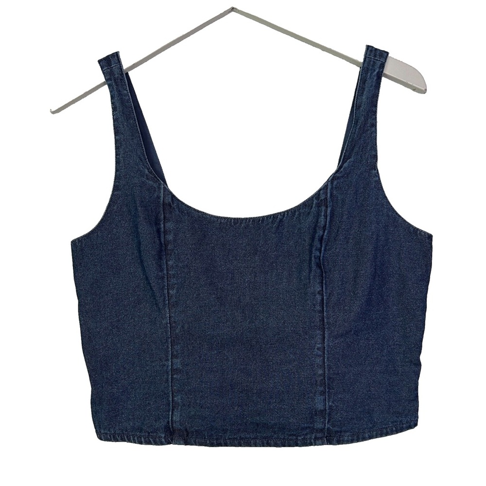 👉 AE Smocked Tube Denim Top • Cropped Y2K Corset Look • Size M BNWT 🔥